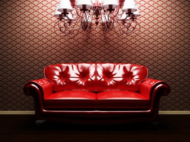 A sofa and a luster in the interoir clipart