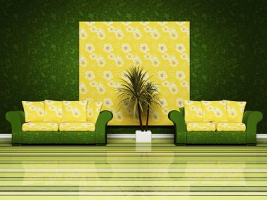 Modern interior design of living room clipart