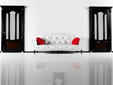 Interior design scene with the black classic doors and a white s clipart