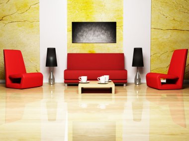 Modern interior design of living room clipart