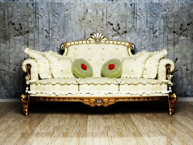 Interior design scene with a classic royal sofa clipart