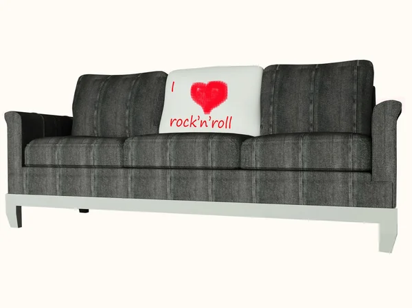 Modernes Sofa aus Jeans isoliert auf weiß — Stockfoto