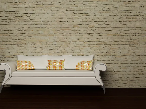 Un canapé blanc avec les oreillers — Photo