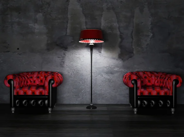 Два кресла и лампа — стоковое фото