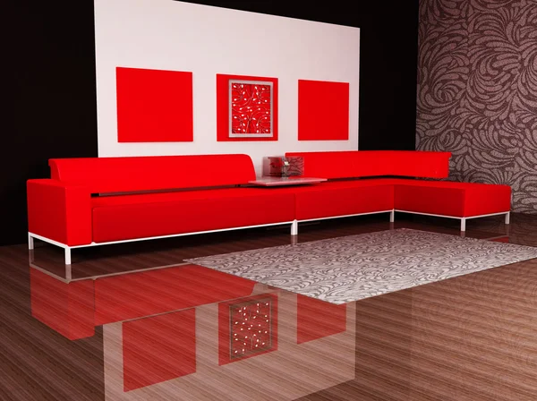 Um interior moderno com um sofá — Fotografia de Stock