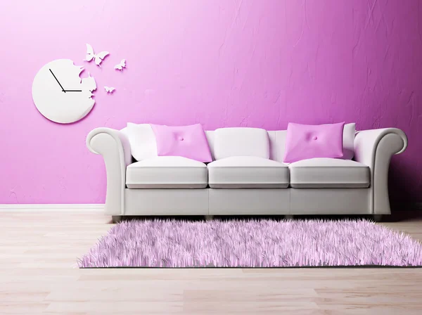 Um interior romântico agradável com um sofá — Fotografia de Stock