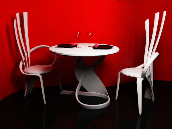 Nowoczesne wnętrza z krzesłami i stołem — Zdjęcie stockowe