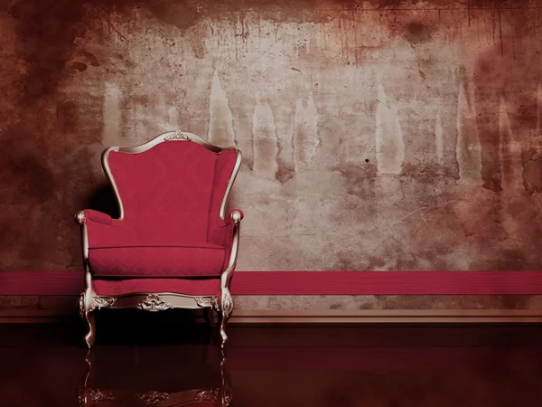 Innenarchitektur-Szene mit rotem Retro-Sessel — Stockfoto