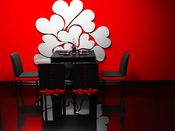 Design interior of elegance romantic dining room — Stock Photo, Image
