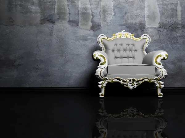 Modern interieur met een grijze klassieke fauteuil — Stockfoto