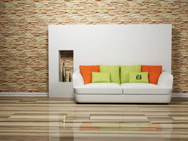 Diseño interior moderno de la sala de estar con sofá — Foto de Stock