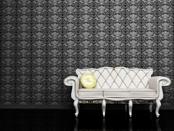 Design de interiores moderno com um sofá branco — Fotografia de Stock
