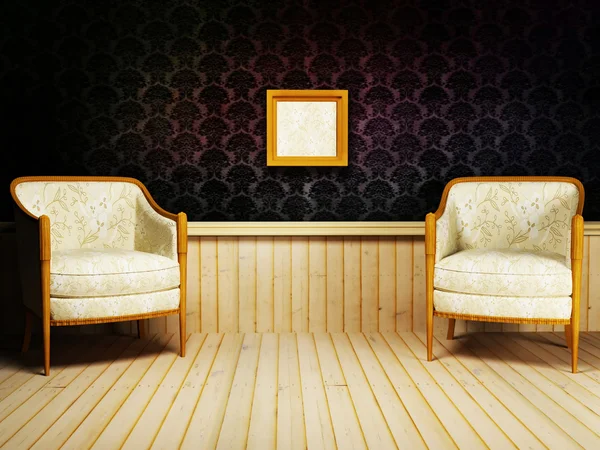 Klasik zarif koltuklar ile iç tasarım — Stok fotoğraf
