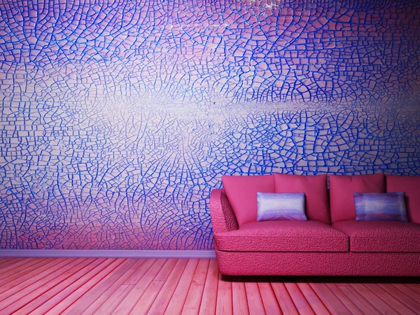 现代室内设计的一个漂亮的粉红色沙发 — 图库照片