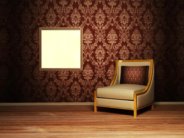 Bir koltuk ve bir resim ile iç tasarım sahnesi — Stok fotoğraf