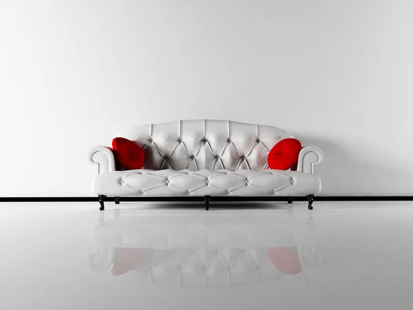 Boş odada klasik beyaz kanepe ile iç tasarım sahnesi — Stok fotoğraf