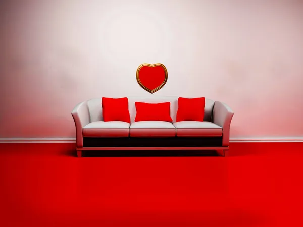有一个沙发的浪漫室内设计。 — 图库照片