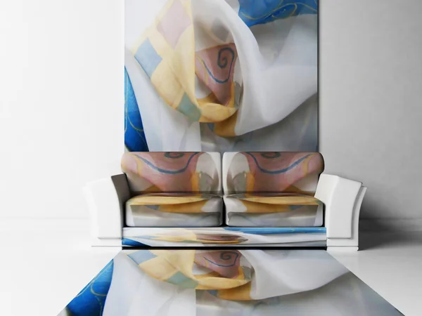 Современная сцена дизайна интерьера с диваном и красивой текстурой — стоковое фото