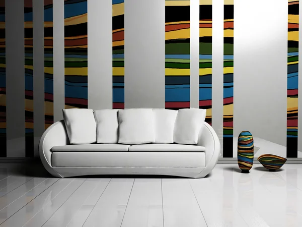 Interior brilhante da sala de estar moderna — Fotografia de Stock