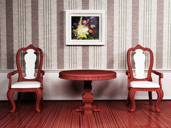 Классический дизайн интерьера с двумя стульями — стоковое фото