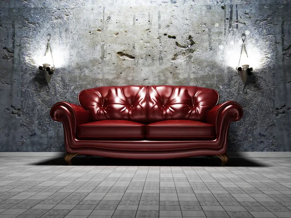 Scena di interior design con un classico divano reale — Foto Stock