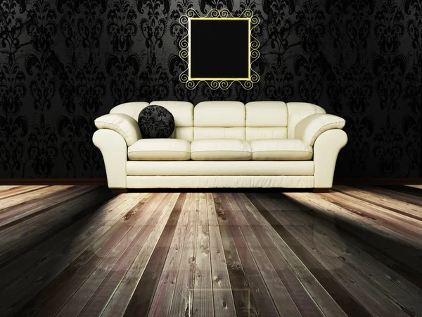 Cena de design de interiores com sofá — Fotografia de Stock