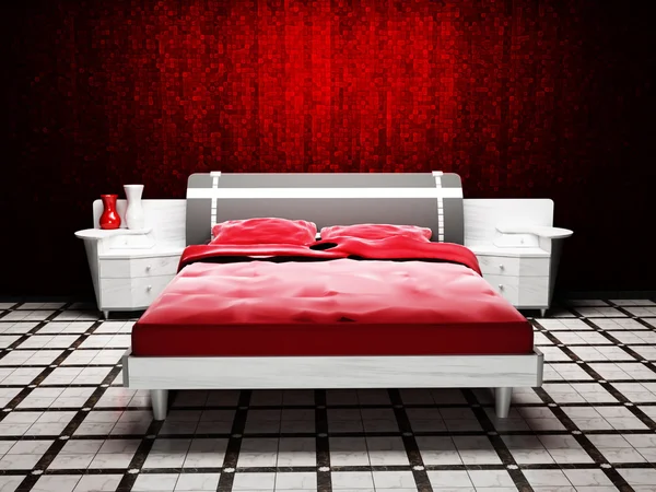 现代室内设计的大床房 — 图库照片