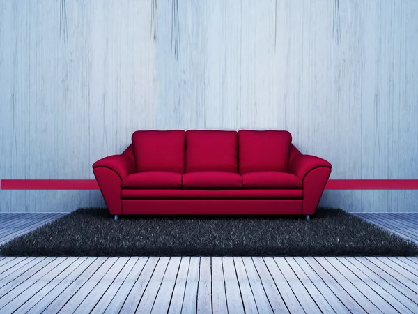 Modern inredning av vardagsrum med en rosa soffa — Stockfoto