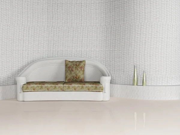 Moderno design interno del soggiorno con divano bianco — Foto Stock