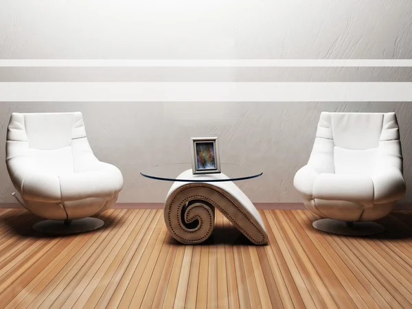 Scène de design d'intérieur avec les beaux fauteuils wtite — Photo