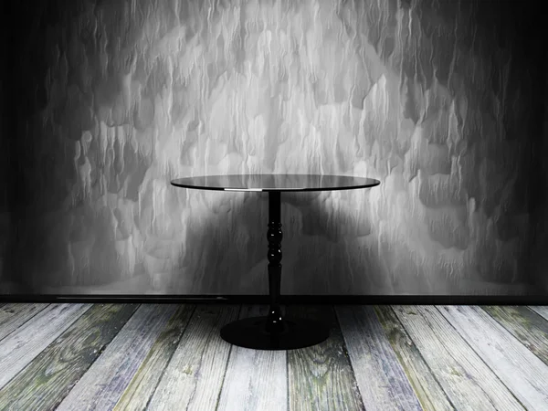 Schwarzer Tisch im alten Grunge-Interieur — Stockfoto
