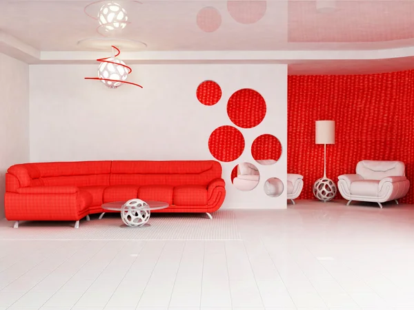 Modern inredning av vardagsrum med — Stockfoto