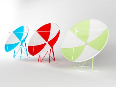 Three satellite antennas clipart