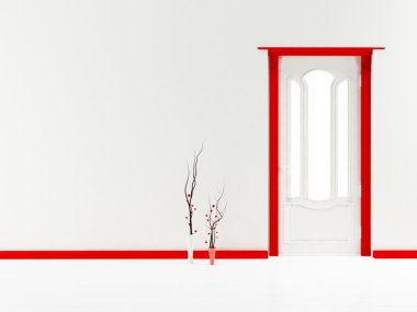 White and red classic door clipart