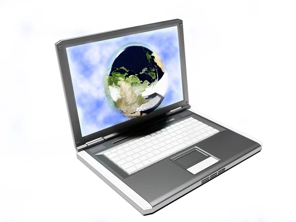 Laptop en onze aarde, internet — Stockfoto