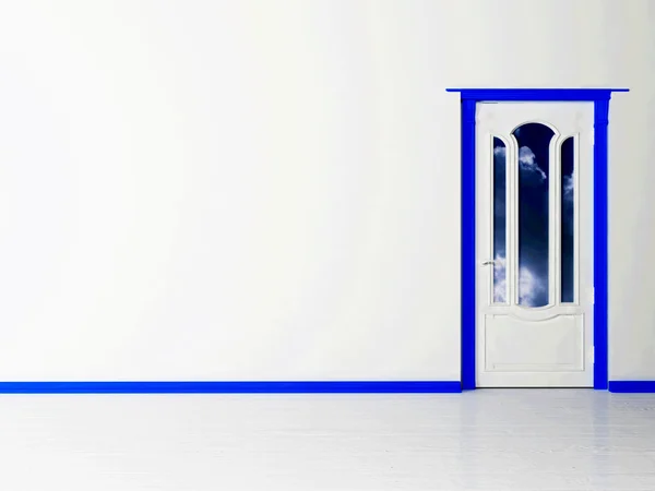 Vita och blå klassisk dörr — Stockfoto