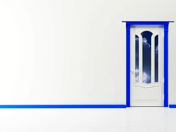 Klasik kapı beyaz ve mavi — Stok fotoğraf