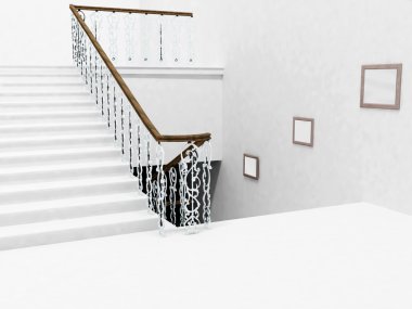 Interior design with the stairs and a pictures clipart