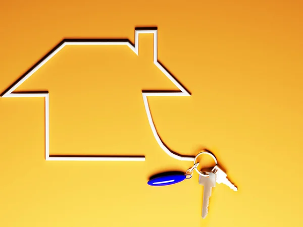 Silhouette of the house along with the keys — Stock Photo, Image