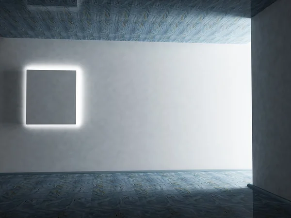 Пустая синяя комната с картинкой — стоковое фото