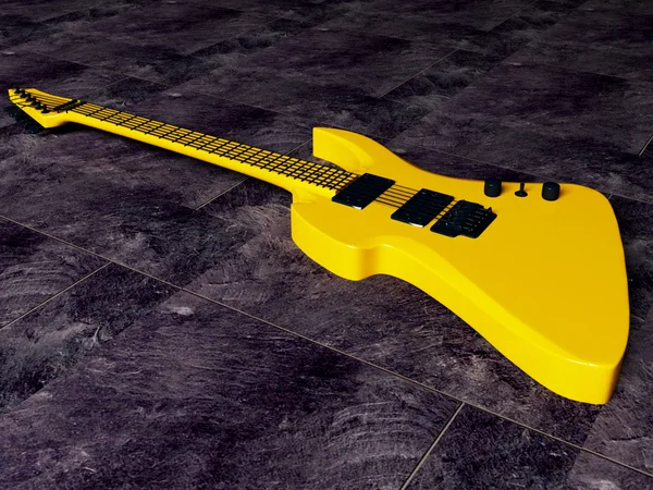 Zlatá pěkná kytara — Stock fotografie