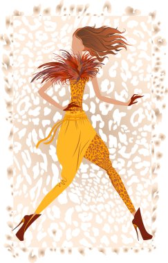 Girl with feathers clipart