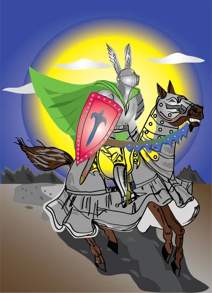 Рыцарь на коне Стоковая Иллюстрация