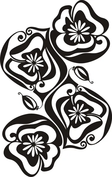 Černý květ máku silueta na bílém pozadí — Stockový vektor