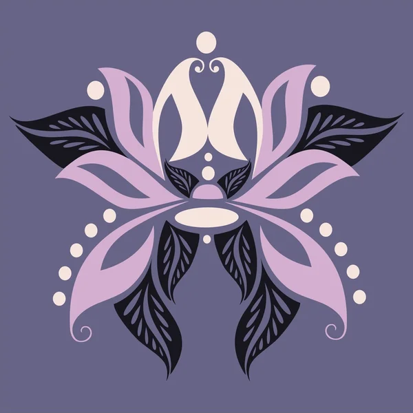 Flor lilás decorativa - elemento ornamental vetorial — Vetor de Stock