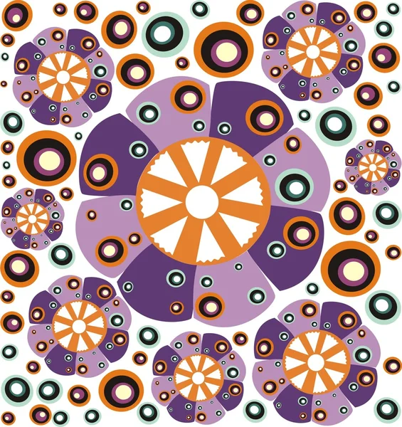 Абстрактный векторный орнамент с красочными цветами на белом фоне — стоковый вектор