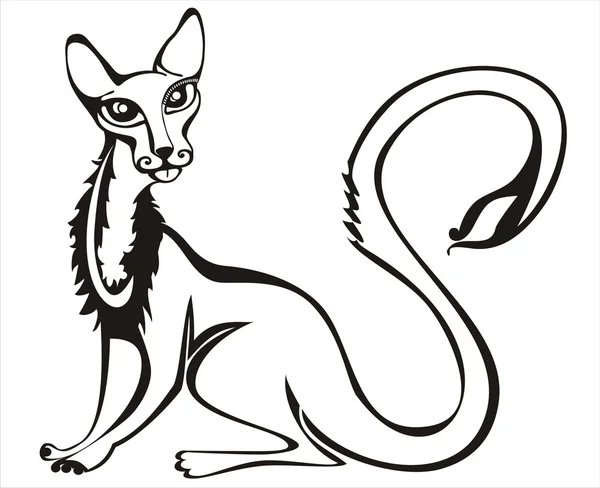 Vecteur décoratif chat noir sur fond blanc — Image vectorielle