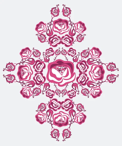 Ornament s růžovými růžemi — Stockový vektor
