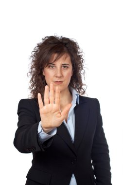 Business woman saying stop clipart