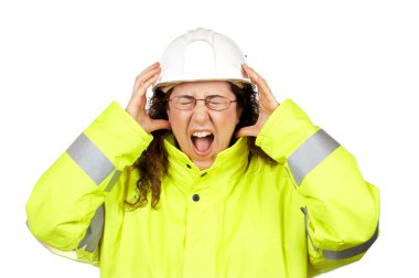 Angered female construction worker clipart